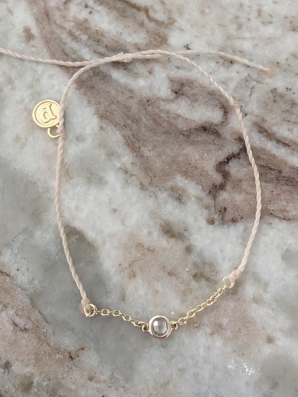 Pura Vida Silver Bezel Bracelet with White Cord